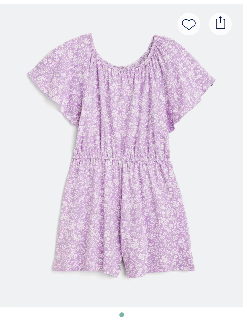 Girls' Lavender Floral Short Sleeve Romper
